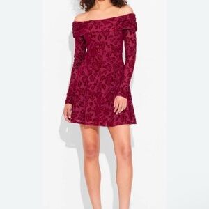 Wild Fable Red Floral Off-Shoulder Dress